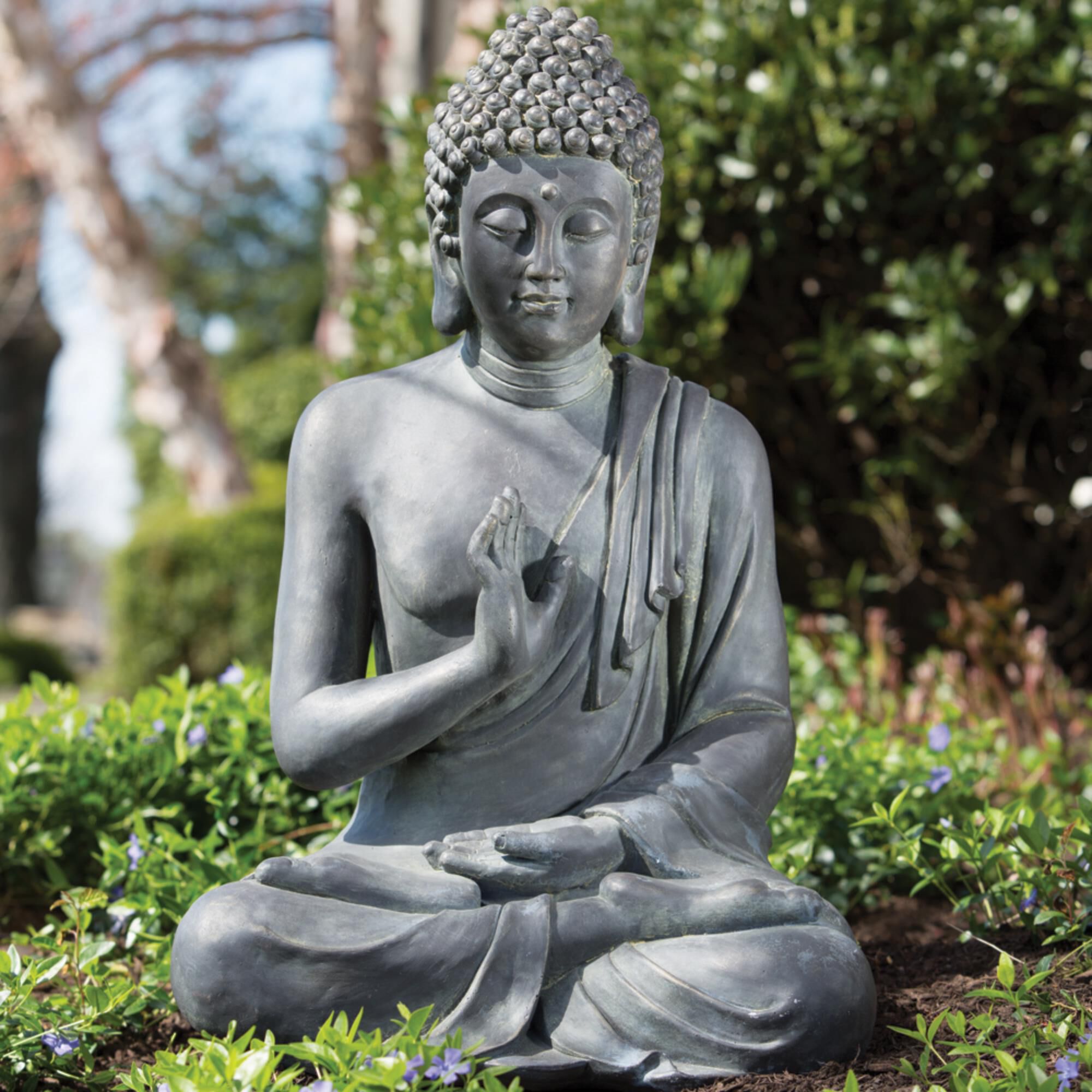 Zentro Living Thai Buddha Patio Statue in Copper Bronze