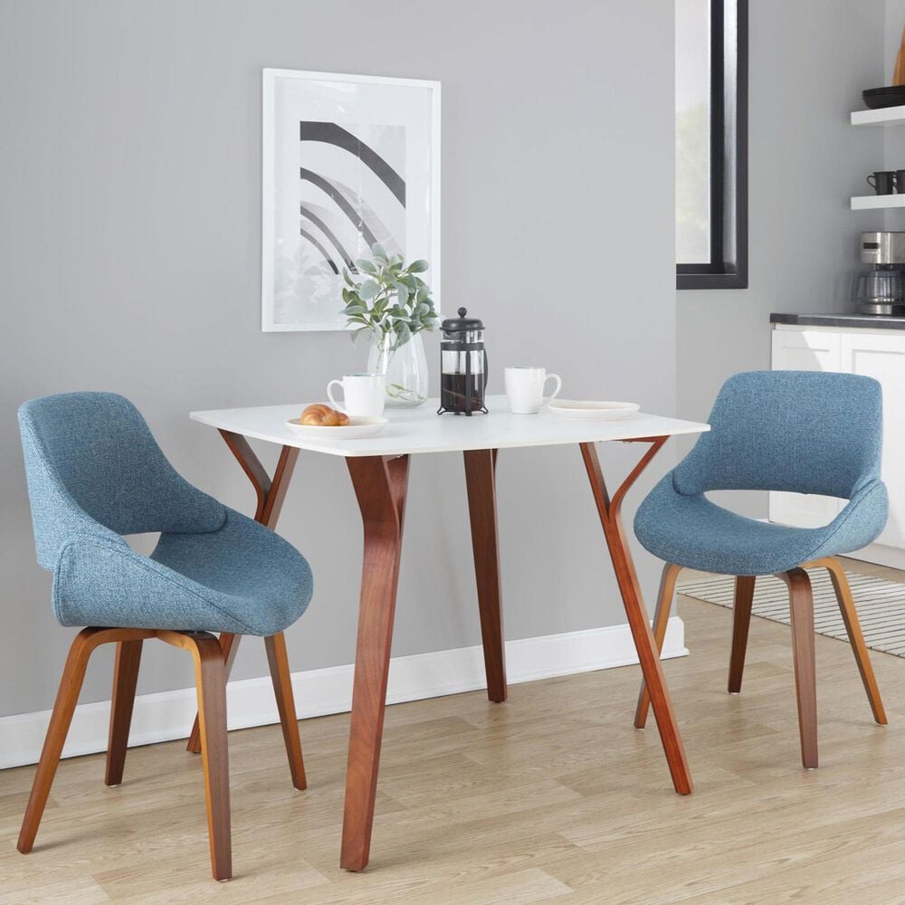 LumiSource Fabrico Side Chair with Blue Cushion in Walnut (Set of 2), , large
