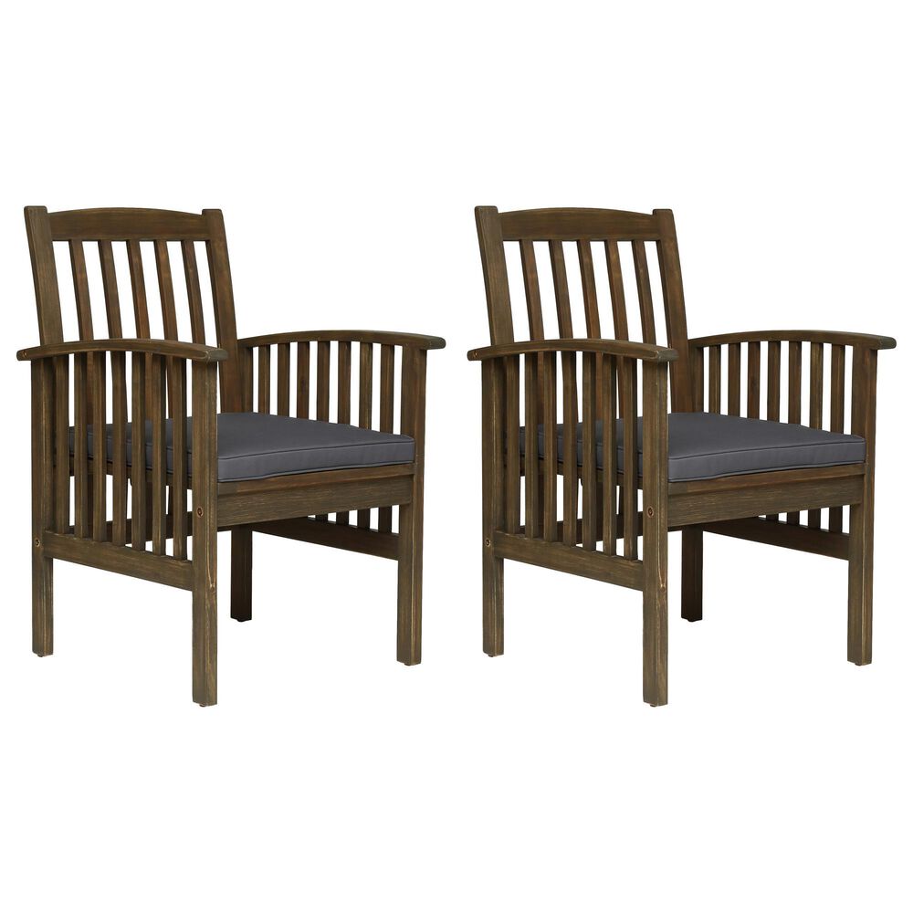 Hearth and Haven Casa Outdoor Dining Chair with Purple Cushion in Dark Grey &#40;Set of 2&#41;, , large