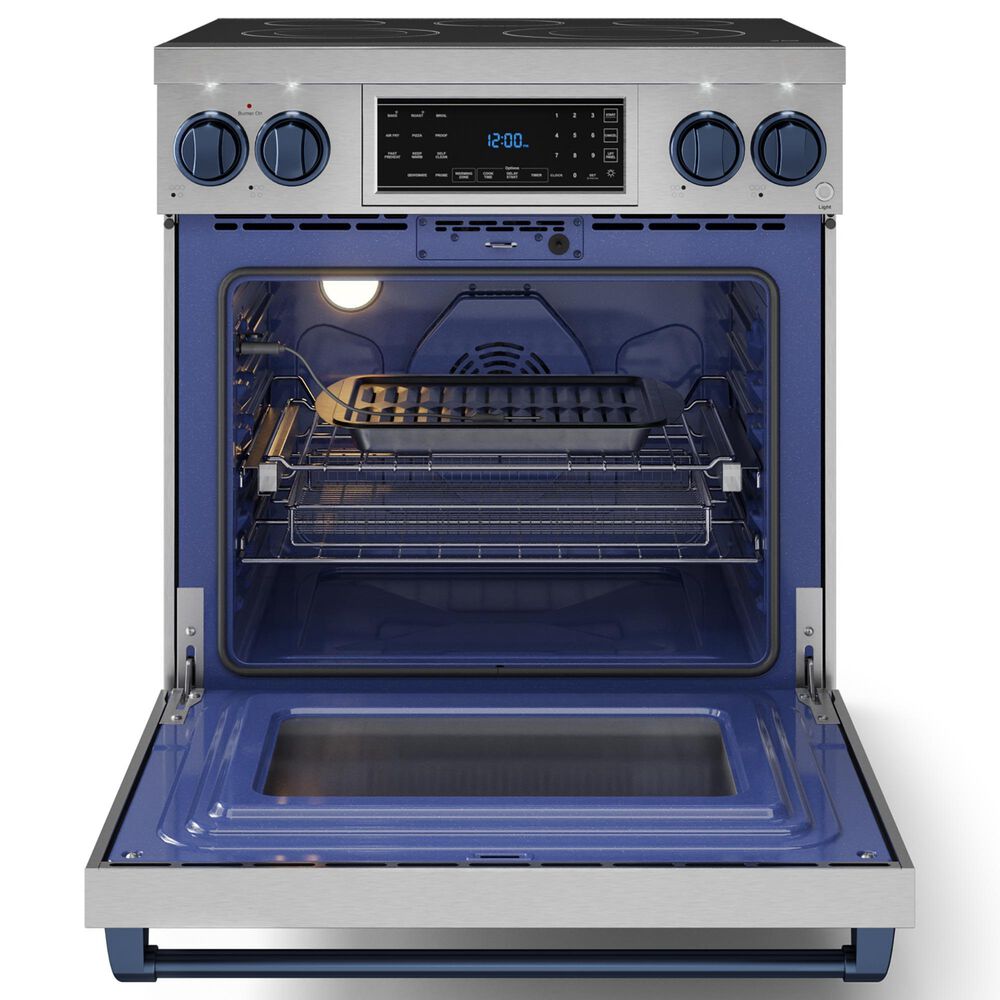 Thork Kitchen Gordon Ramsay 4.55 Cu. Ft. 30&quot; Professional Electric Range with Navy Blue Handle Kit in Stainless Steel, , large