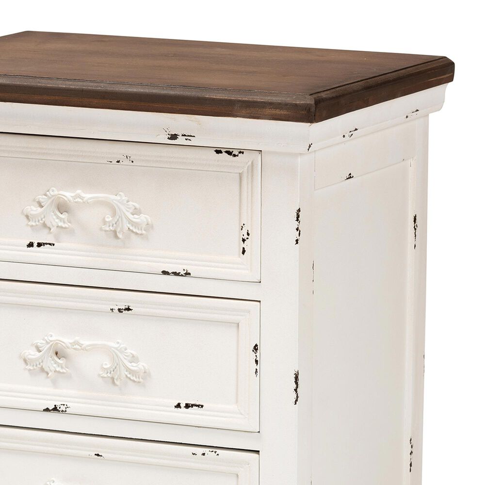 Baxton Studio Levron 3-Drawer End Table in Walnut Brown and Antique White, , large