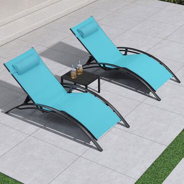 HOMLUX 3-Piece Oversized Patio Chaise Lounge Set in Turquoise Blue, , large