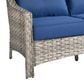HOMLUX Outdoor Rattan Loveseat with Ergonomic in Navy Blue, , large