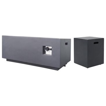 Noble House Aidan Rectangular Fire Pit in Dark Gray, , large