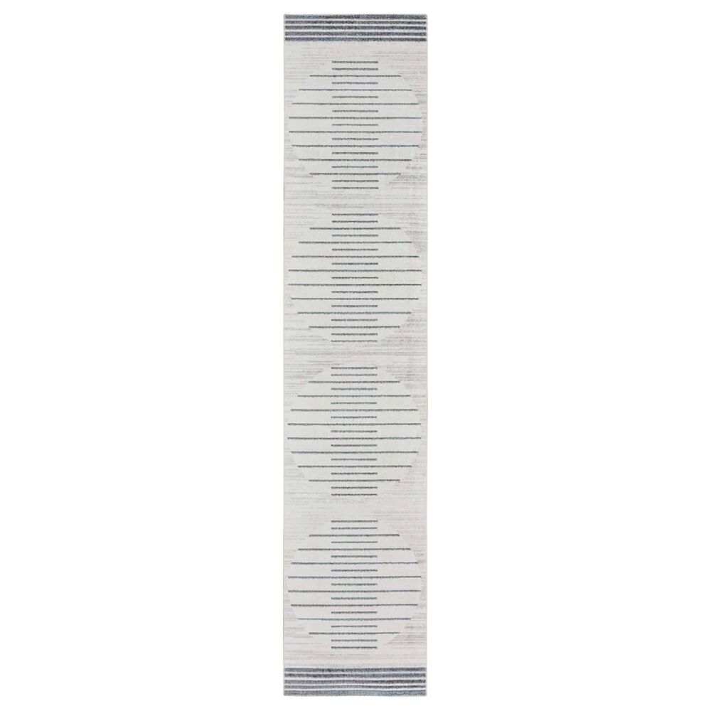Nourison Astra Machine Washable ASW04 2"2" x 10" Ivory and Blue Runner, , large