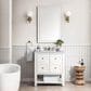 James Martin Vanities Breckenridge 30" Single Bathroom Vanity in Bright White with 3 cm Carrara White Marble Top and Rectangular Sink, , large