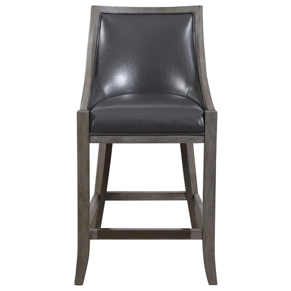 Uttermost Elowen 26&quot; Counter Stool in Black with Dark wood, , large