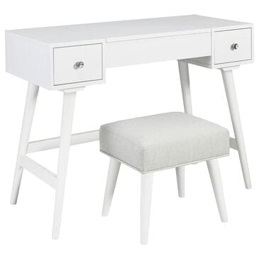 Ashley Thadamere Vanity with Stool in White, , large