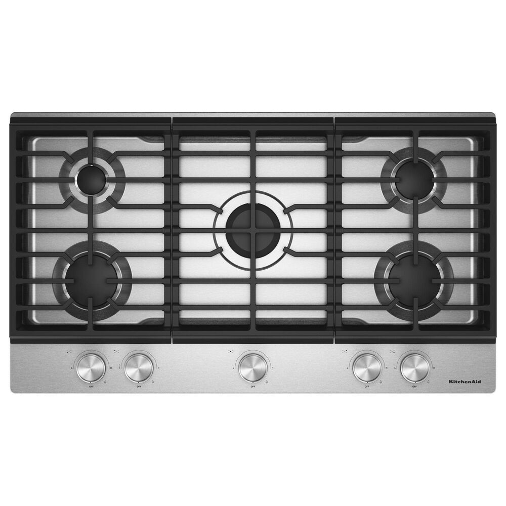 KitchenAid 36" Gas Cooktop with 5 Versatile Burners in Stainless Steel, , large