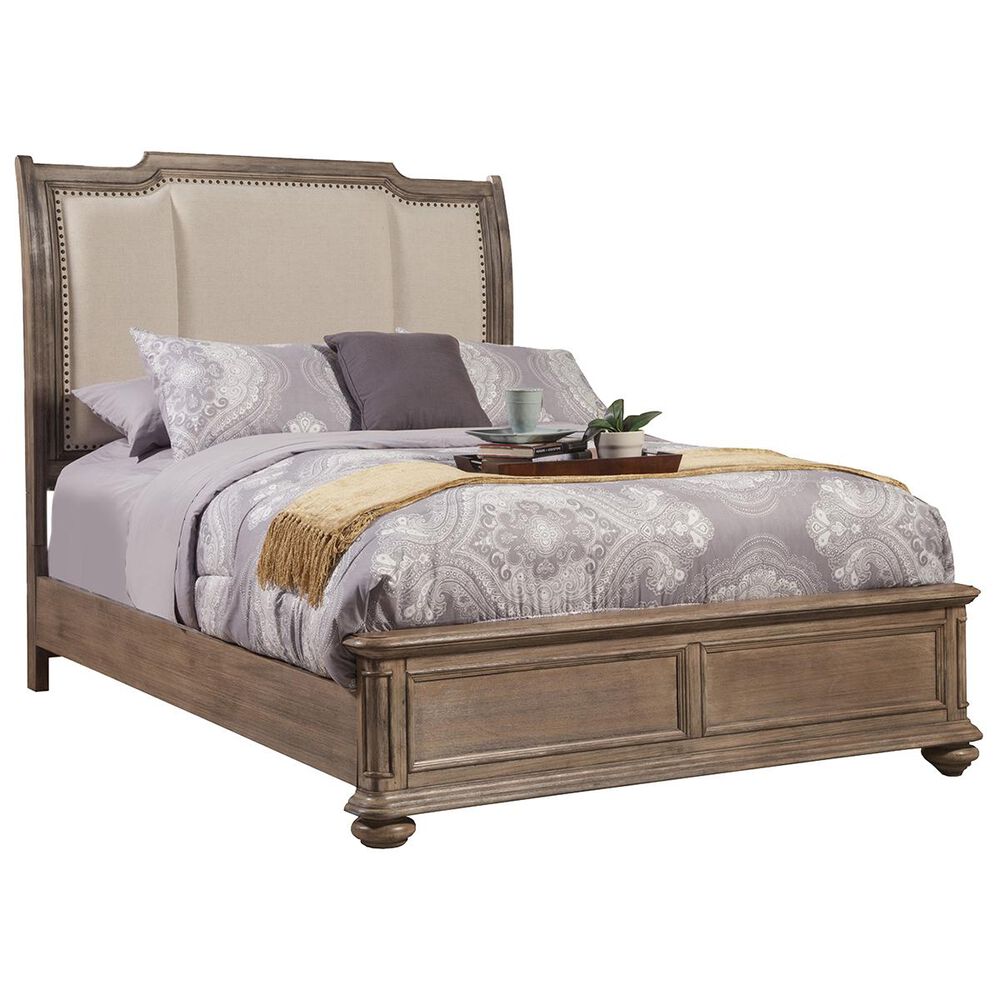Alpine Furniture Melbourne Queen Bed with Upholstered Headboard in
