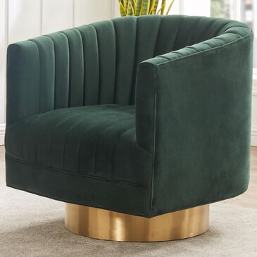 Safavieh Josephine Swivel Barrel Chair in Forest Green and Gold, , large