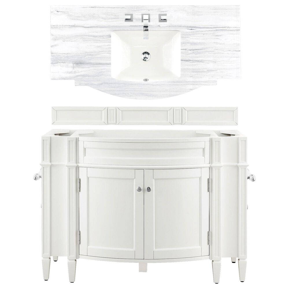 James Martin Brittany 46" Single Bathroom Vanity in Bright White with 3