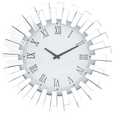 Maple and Jade Starburst Mirrored Decorative Wall Clock in Silver, , large