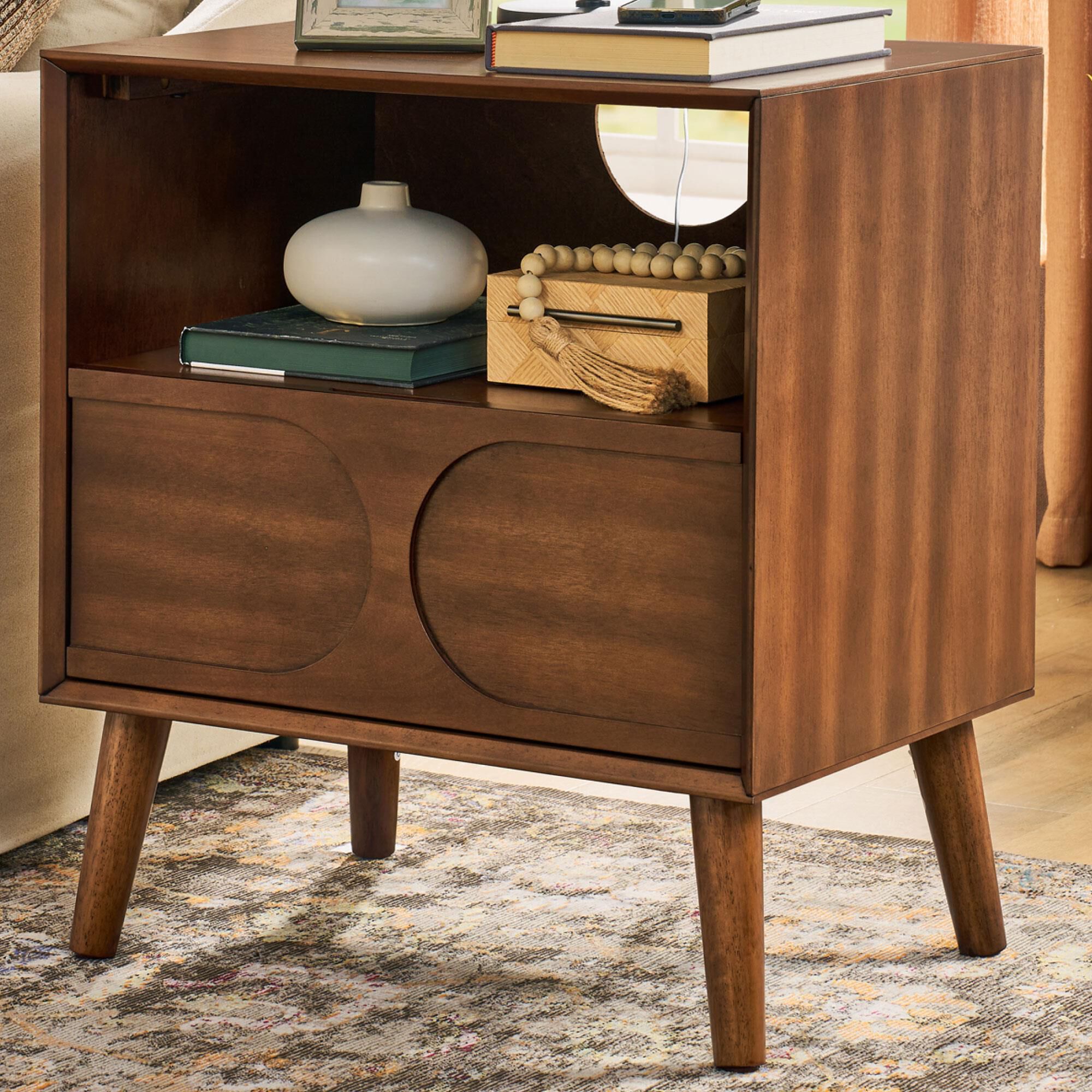 Hearth and Haven Nightstand with Charging Station USB Ports and