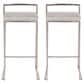 LumiSource Fuji 30" Stacker Bar Stool with Light Grey Cowboy Upholstery in Stainless Steel (Set of 2), , large