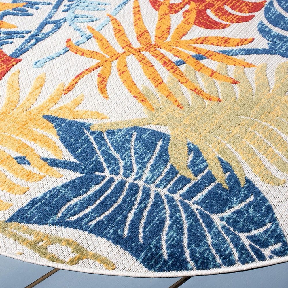 Safavieh Cabana CBN831A 4&#39; Round Creme and Red Indoor/Outdoor Area Performance Rug, , large