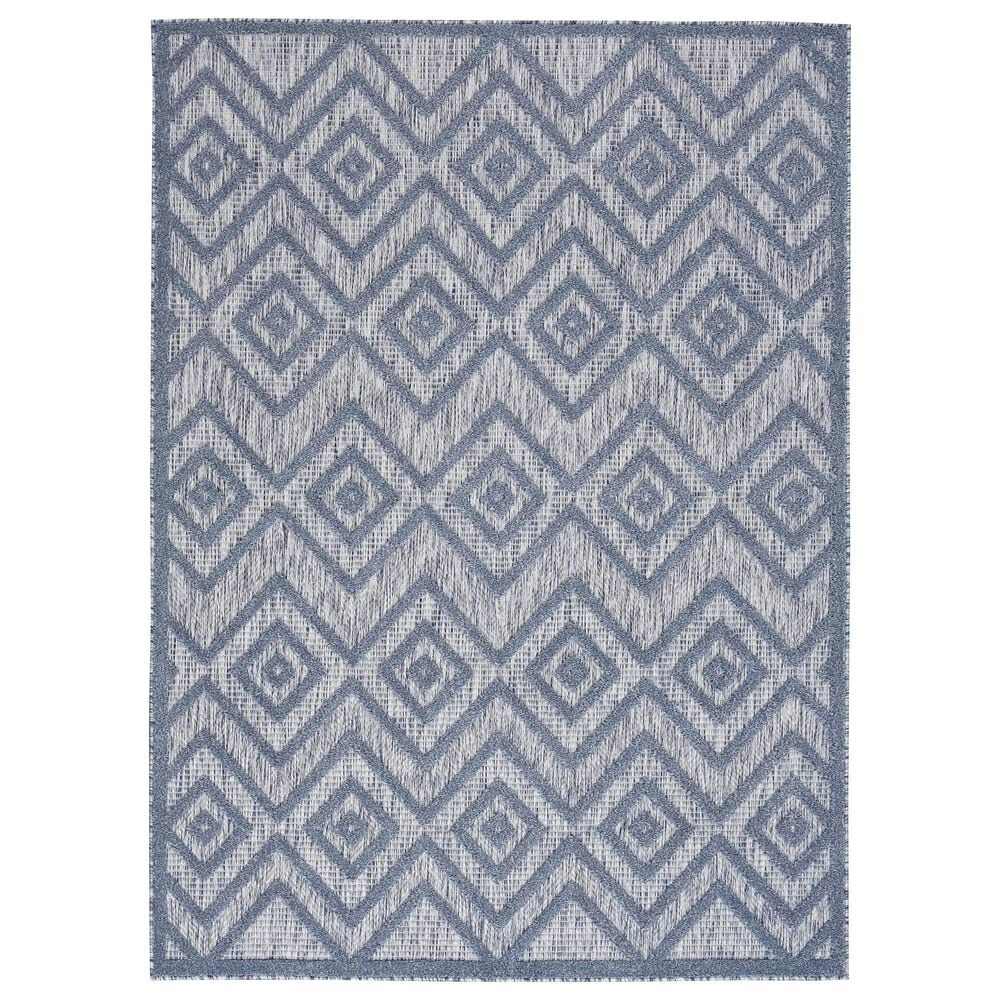 Nourison Versatile 4" x 6" Denim Blue Indoor/Outdoor Area Rug, , large