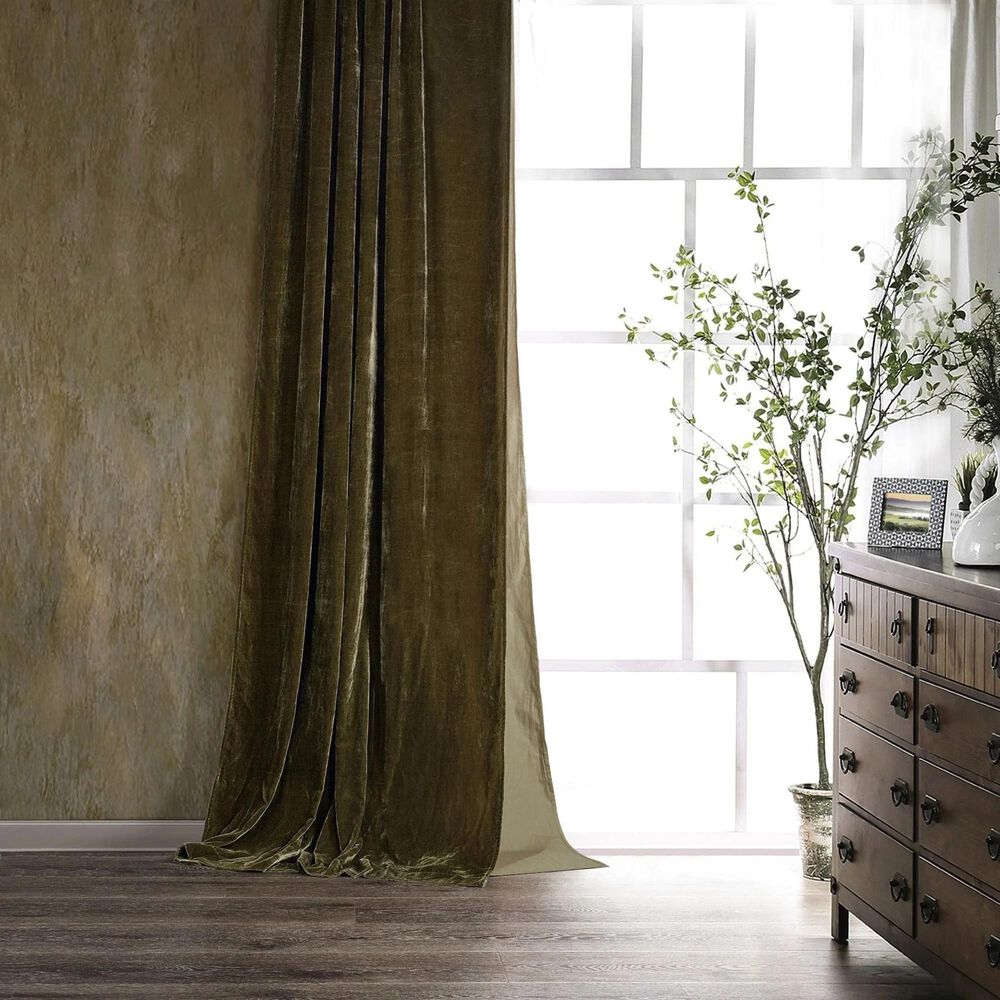 HiEnd Accents Stella 108" x 48" Curtain in Green Ochre, , large