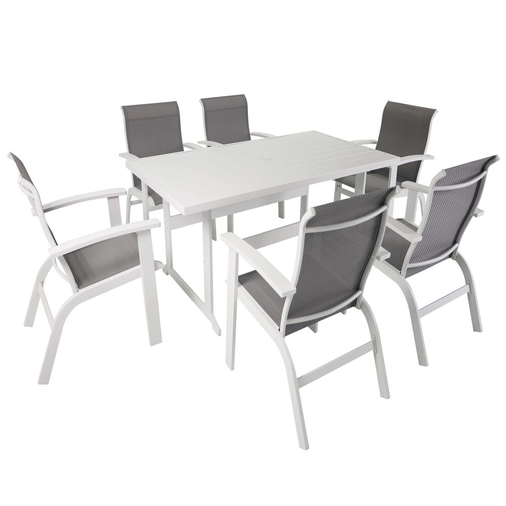Redline 7-Piece Dining Set in White and Gray, , large