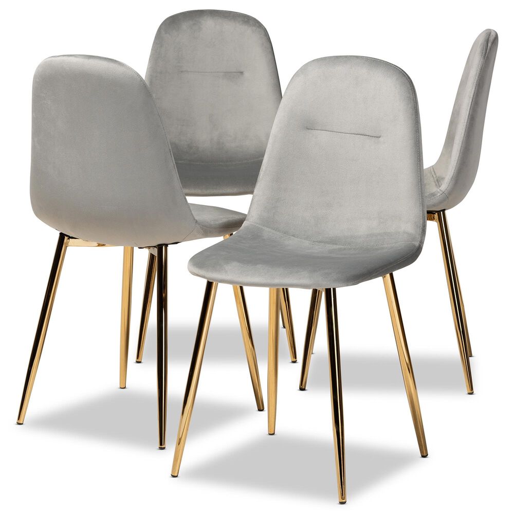 Baxton Studio Elyse Dining Chair in Grey/Gold &#40;Set of 4&#41;, , large