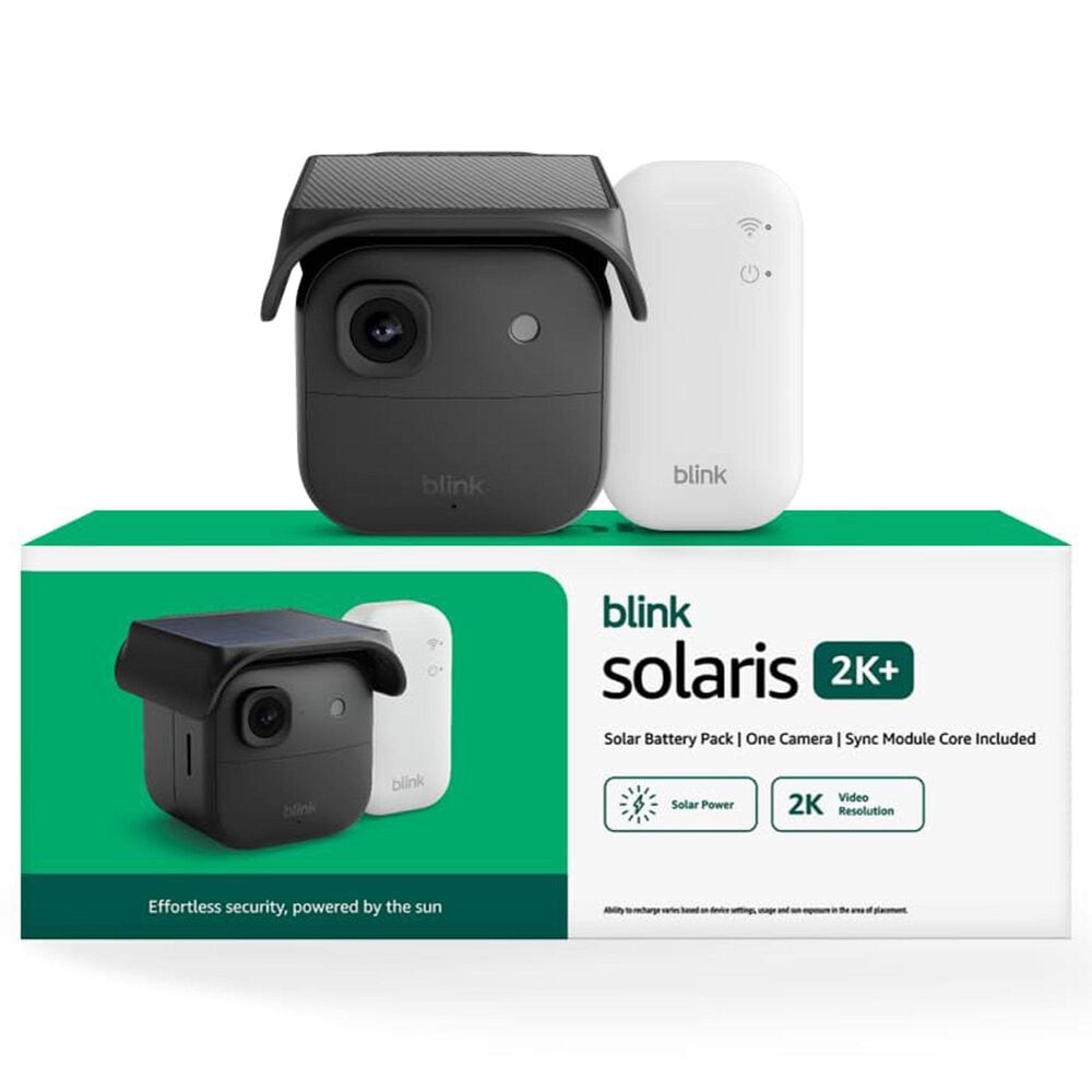 Blink Solaris 2K+ Solar-Powered Security Camera System in Black, , large