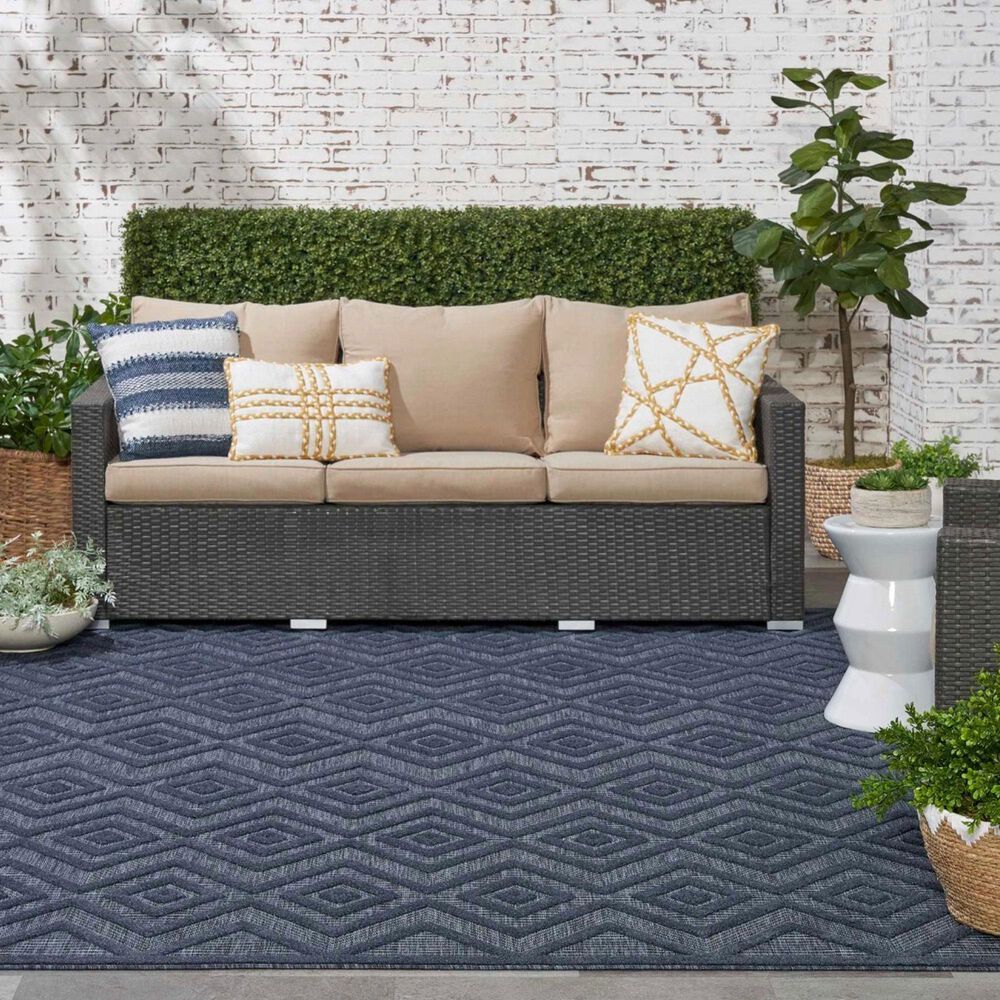 Nourison Versatile 7&#39; x 10&#39; Navy Blue Indoor/Outdoor Area Rug, , large