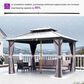 HOMLUX 10" x 12" Outdoor Hardtop Gazebo with Galvanized Steel Roof, Netting, and Curtains Gray, , large