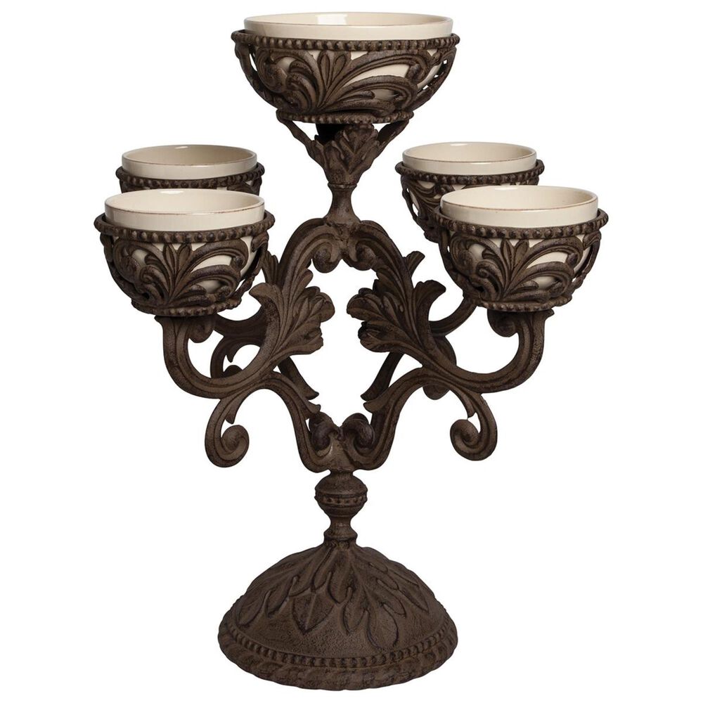 The Gerson Company GG Collection 22.5" 5 Prong Candleholder Acanthus Epergne in Dark Brown, , large