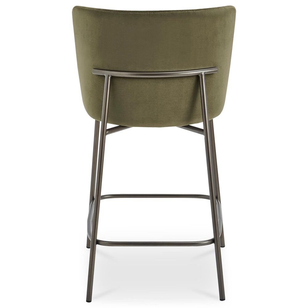 Moe's Home Collection Early Counter Stool with Faux Green Mohair Upholstery in Blackened Bronze, , large