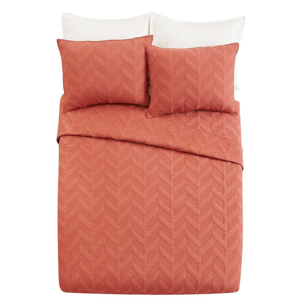 Peking Handicraft Texture Full/Queen Coverlet Set in Red, , large