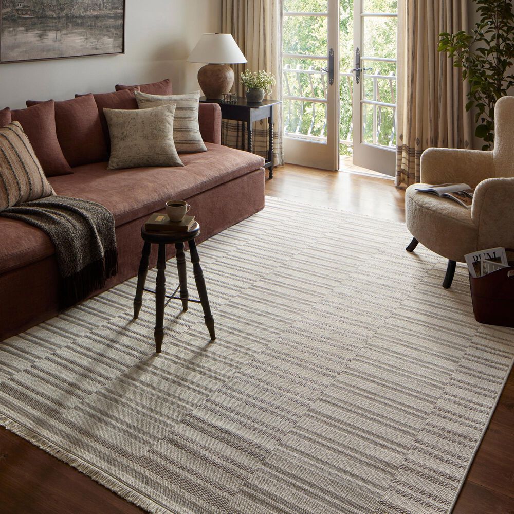 Amber Lewis x Loloi Malibu MAB-03 5&#39;1&quot; x 7&#39;7&quot; Ivory and Dove Indoor/Outdoor Area Rug, , large