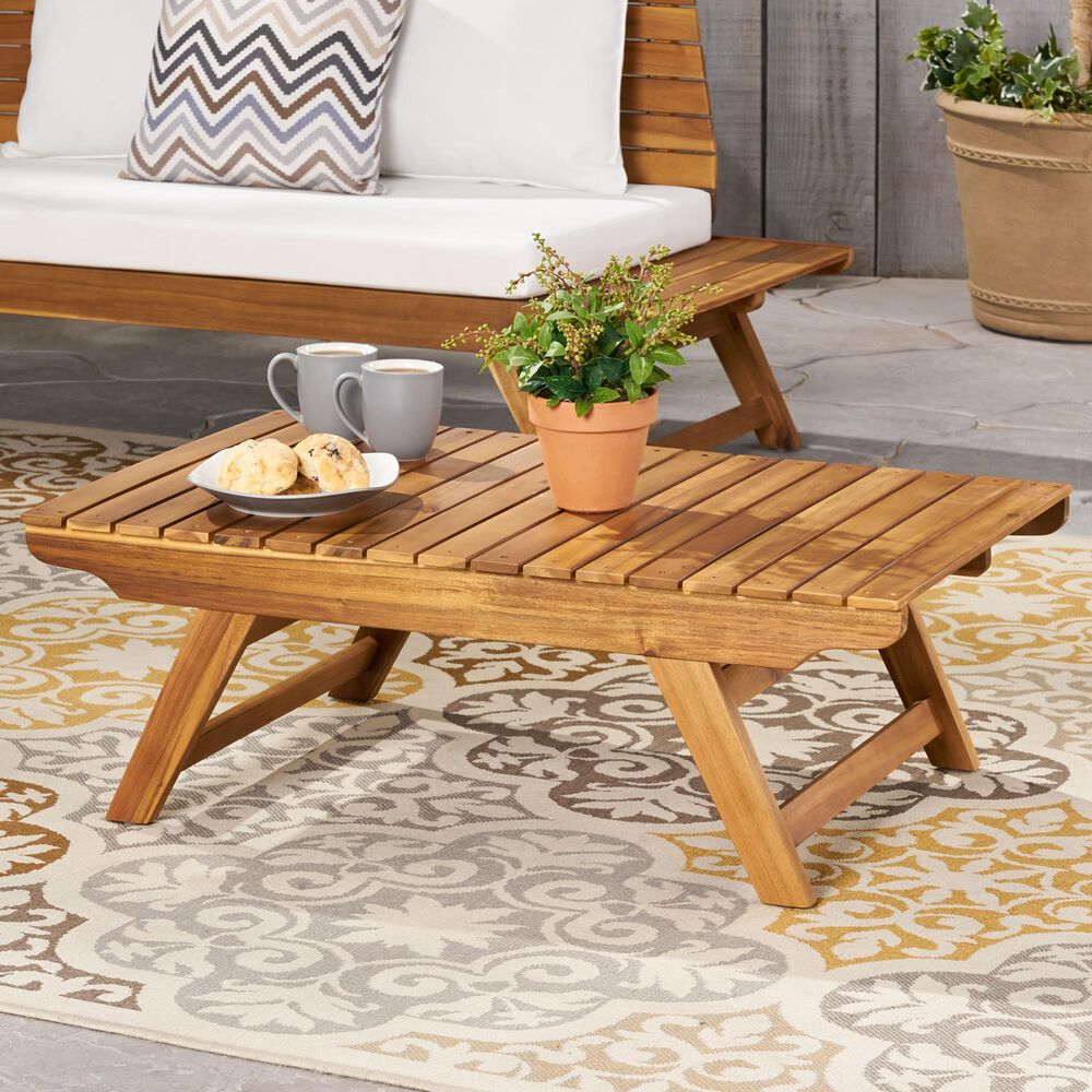 Hearth and Haven Sedona Rectangular Patio Coffee Table in Teak, , large
