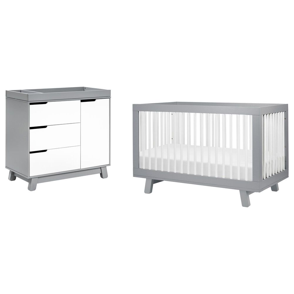 Babyletto Hudson 2 Piece Nursery Set in Grey and White, , large