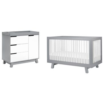 Babyletto Hudson 2 Piece Nursery Set in Grey and White, , large