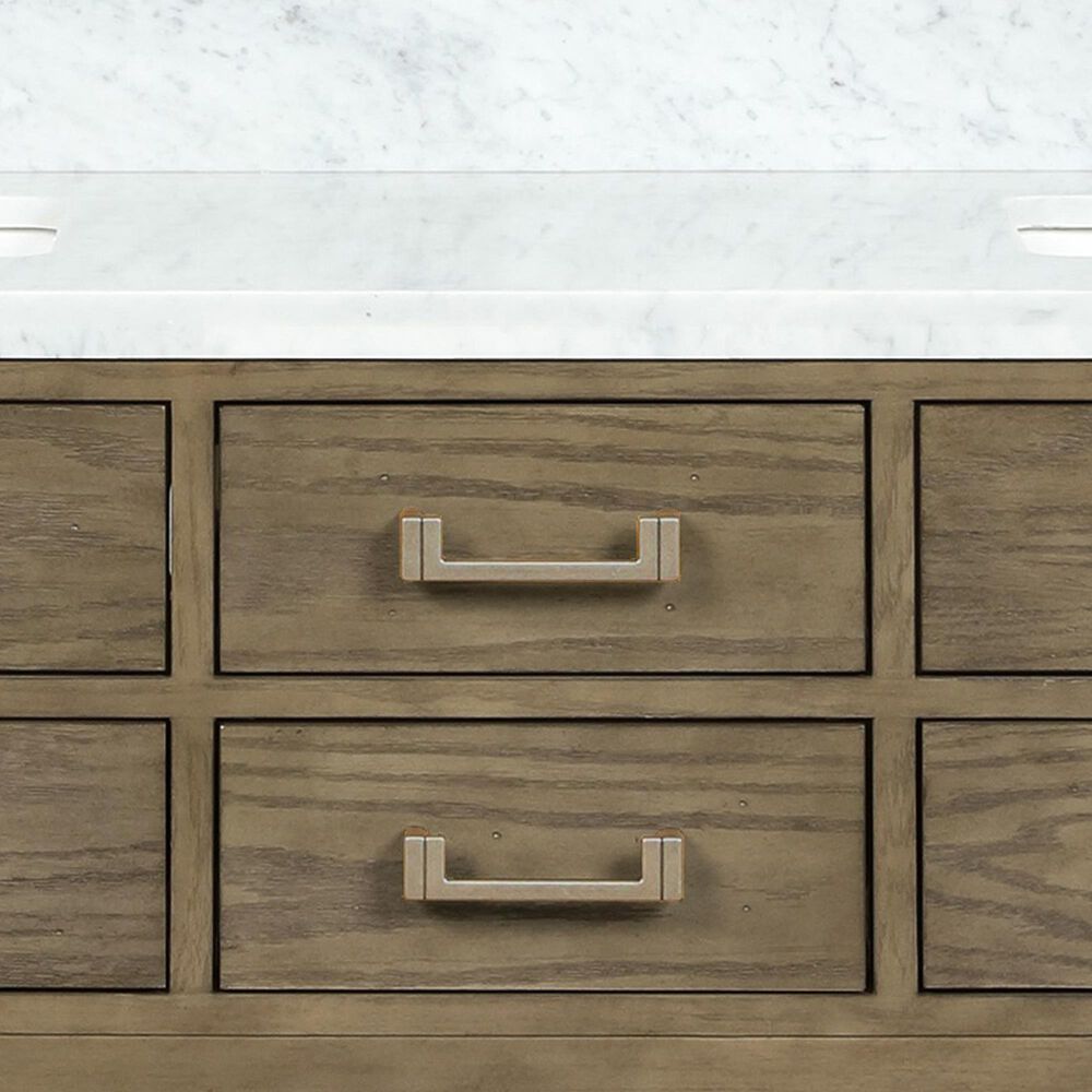 Lexora Home Norwalk 60&quot; Double Bathroom Vanity in Grey Oak with White Carrara Marble Top  and Rectangle Sink, , large