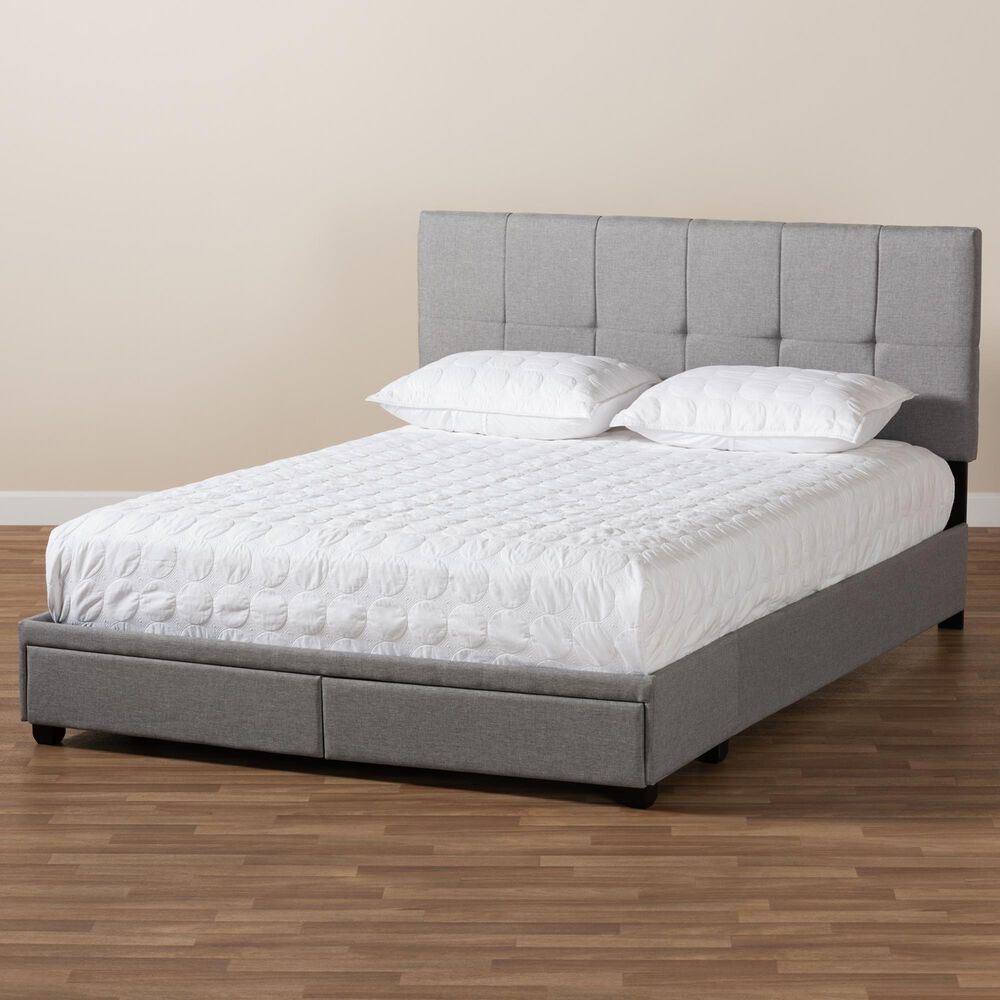 Baxton Studio Netti Queen Storage Bed with Light Grey Upholstered in Black, , large