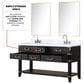 Lexora Home Norwalk 60" Double Bathroom Vanity in Black Oak with White Carrara Marble Top and Rectangular Sinks, , large