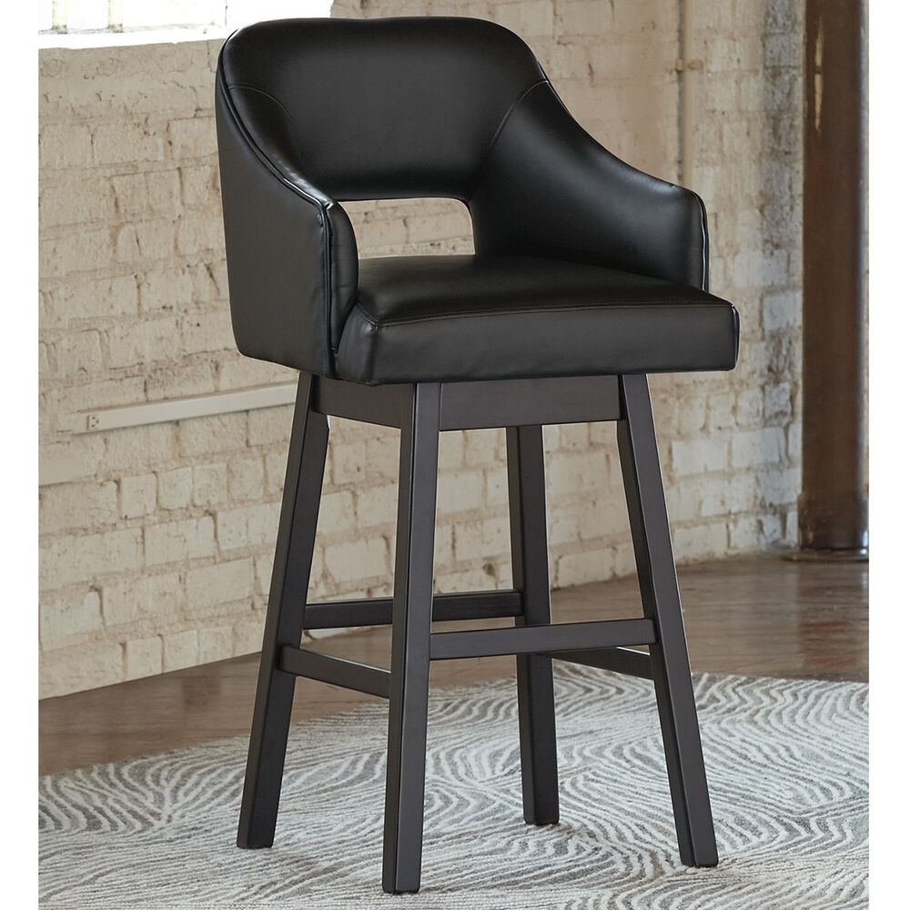 Signature Design by Ashley Tallenger 31&quot; Swivel Barstool with Black Cushion in Dark Brown, , large