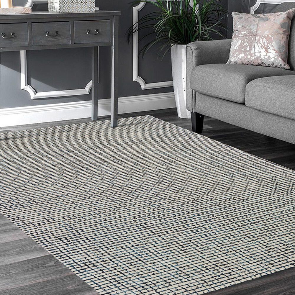 L&amp;R Resources Criss Cross Navy and Ivory 7&#39;9&quot; x 9&#39;9&quot; Area Rug, , large