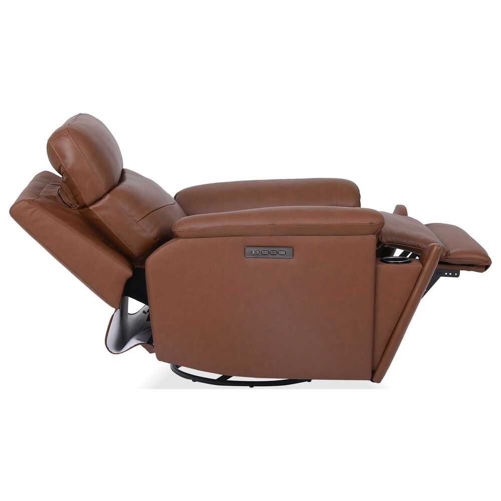 Flexsteel Refined Power Swivel Gliding Recliner with Power Headrest and Lumbar in Hickory, , large