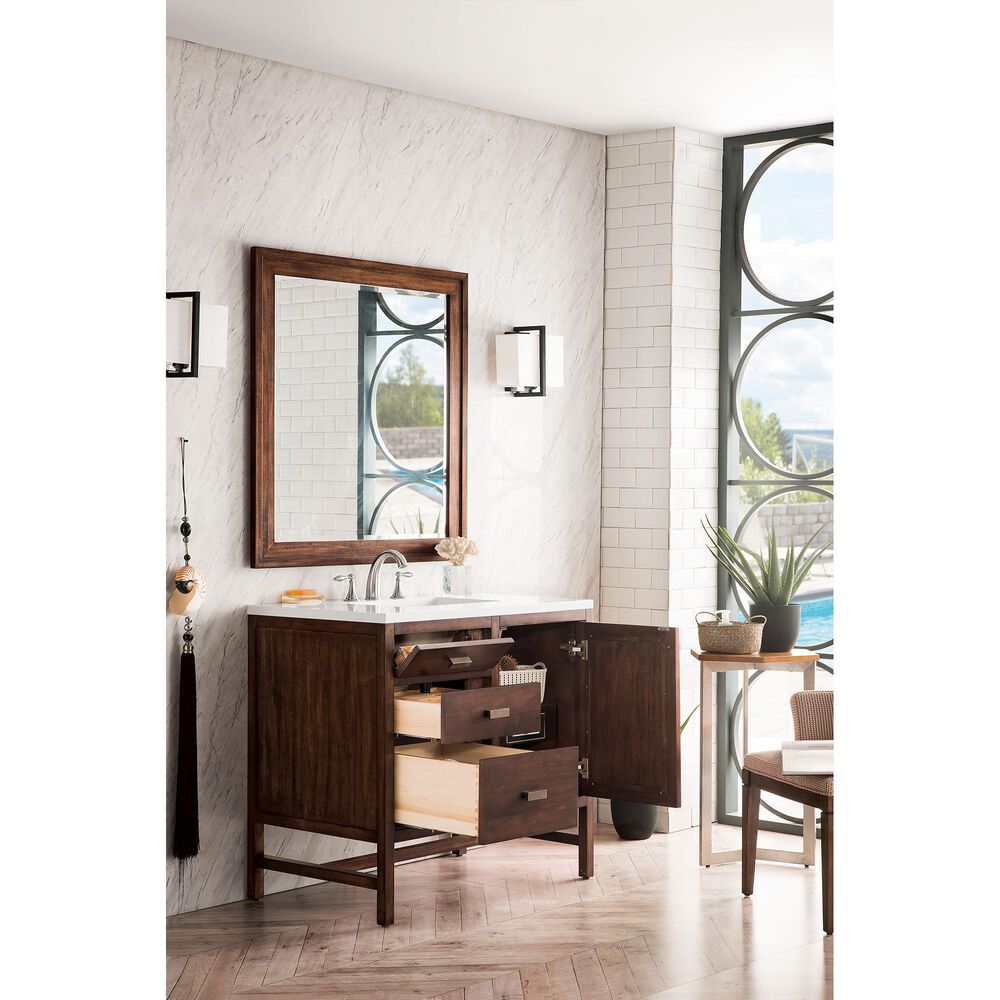James Martin Vanities Addison 36" Single Vanity Cabinet in Mid Century Acacia with 3 cm White Zeus Quartz Top and Rectangular Sink, , large
