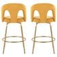 LumiSource Ava Swivel Counter Stool with Yellow Fabric Upholstery in Gold (Set of 2), , large