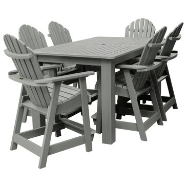 Highwood USA Muskoka 7-Piece Patio Counter Bistro Dining Set in Coastal Teak, , large