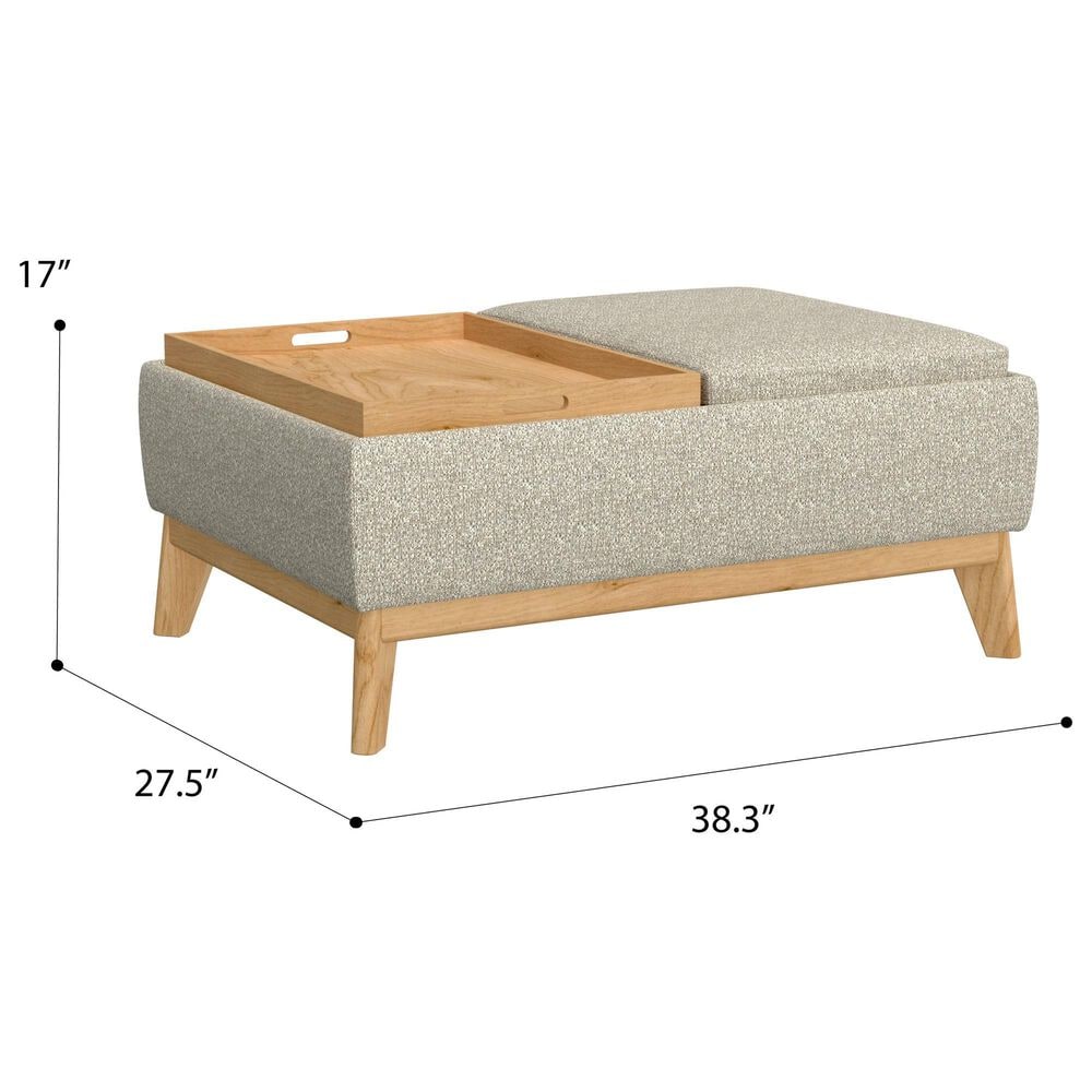 Emerald Home Furnishings Reverie Storage Ottoman with Tray White Pepper, , large