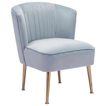 Zuo Modern Andes Accent Chair in Blue Velvet, , large