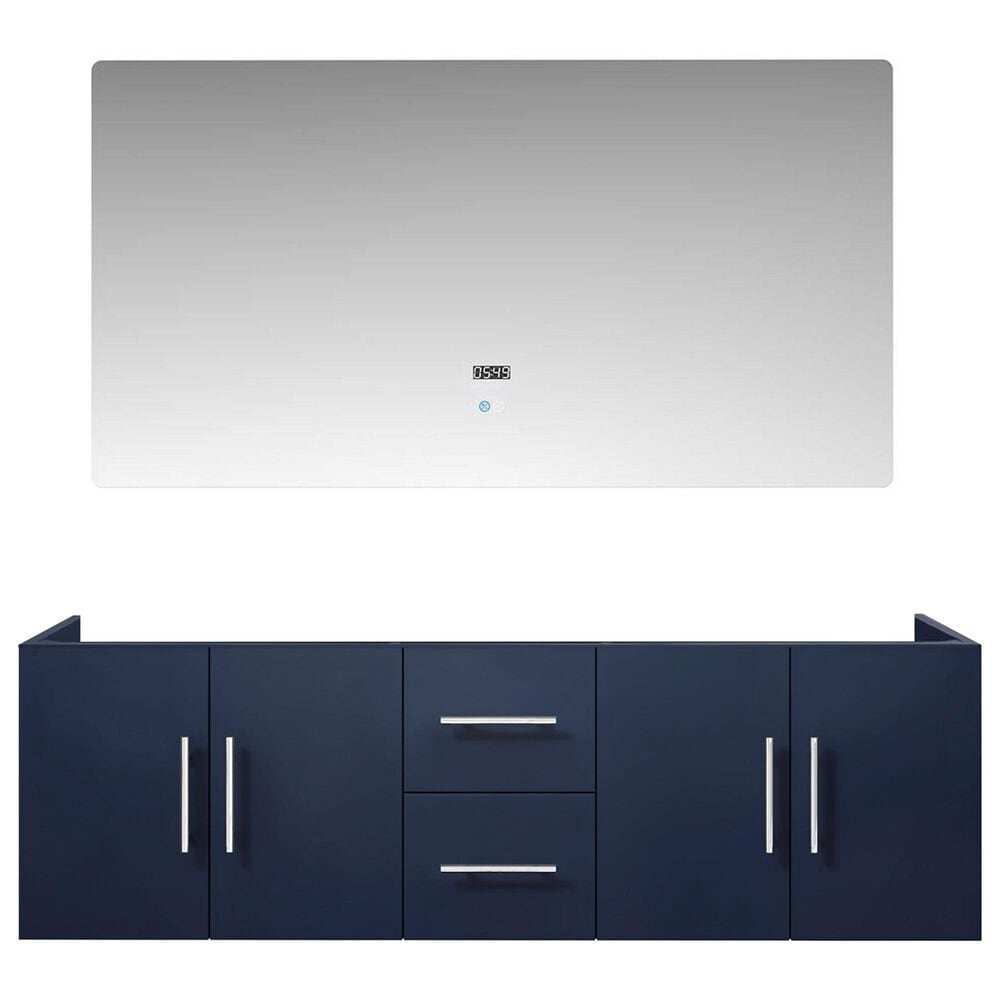 Lexora Home Geneva 60&quot; Double Bathroom Vanity Cabinet Only in Dark Grey and 60&quot; LED Mirror, , large
