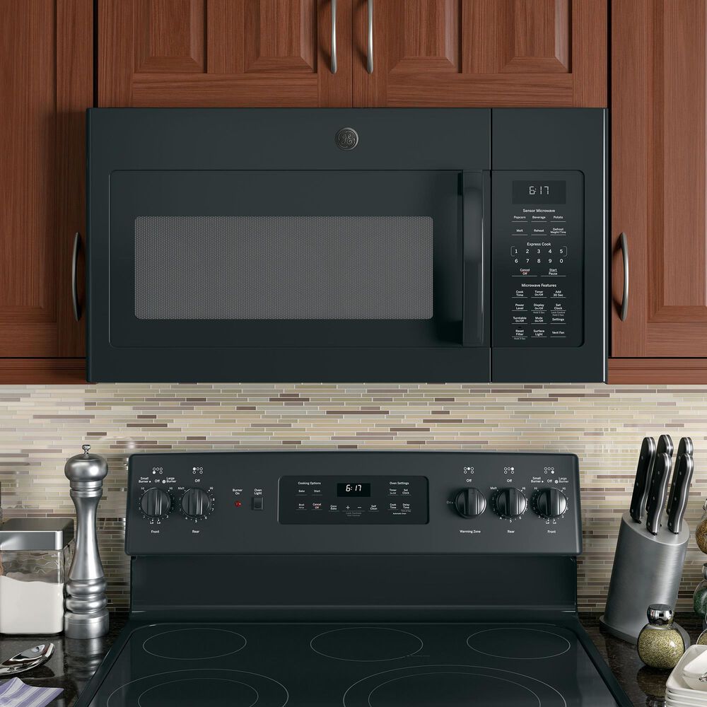 GE Appliances 2-Piece Kitchen Package with 30&#39;&#39; Electric Range and Sensor Microwave Oven in Black, , large