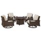 Ashley Paradise Trail 5-Piece Fire Pit Chat Set in Beige, , large