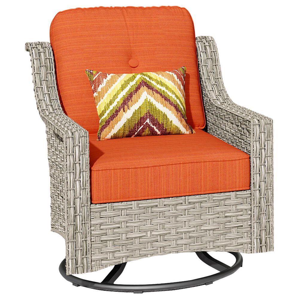 HOMLUX 3-Piece Outdoor Swivel Rocking Chair Set and Side Table in Orange, , large