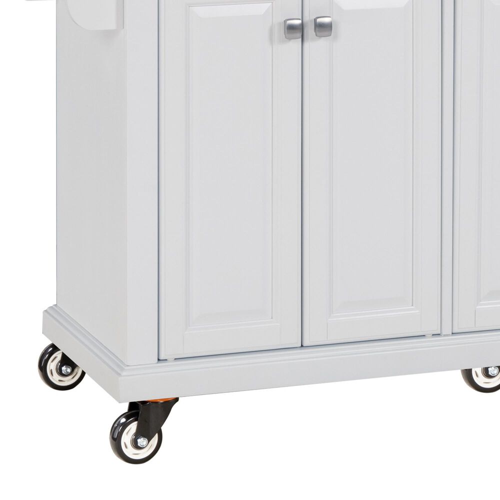 HOMLUX Kitchen Island with Rubber wood Countertop in White, , large